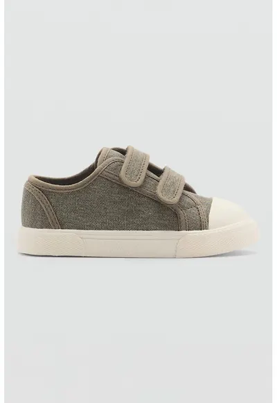 Pantofi sport uni cu velcro - Kaki pal/Crem