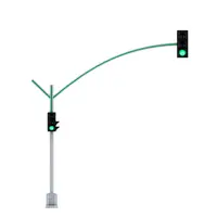 Stalp OVAL iluminat pentru Semnalizare Rutiera Suspendata cu Semafor – 5,1m Stalp + 4m Brat