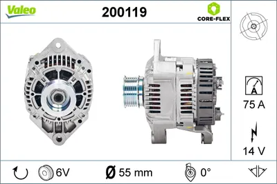 Alternator (14V, 75A) potrivit OPEL MOVANO A; RENAULT MASTER II, TRAFIC 2.5D 2.8D 05.89