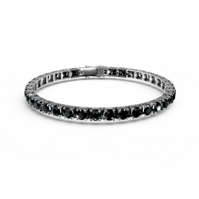 Bratara tennis din aur alb cu diamante negre taietura rose de 12ct