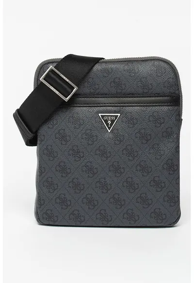 Geanta crossbody cu monograma Vezzola - Gri cenusiu/Gri inchis