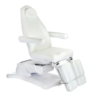 Fotoliu cosmetic electric, inaltime reglabila 58-89 cm, lungime 192 cm, piele ecologica, alb