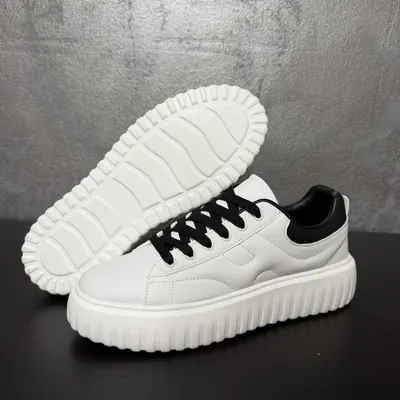 Adidasi Sneakers Barbati White-Black Platform Streetwear (mărime: 40)