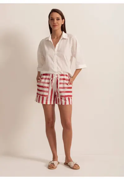 Pantaloni Scurti Dama Rimini Tesatura Bumbac - Alb