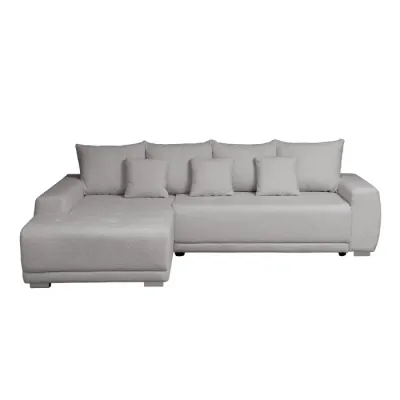 Coltar MARIBO L BUCLE extensibil, cu arcuri si lada depozitare, colt stanga, gri cu nuante roz, 282x205x92 cm
