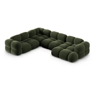 Colțar verde cu tapițerie din catifea (cu colț pe partea stângă/în formă de "U") Loretto – Cosmopolitan Design