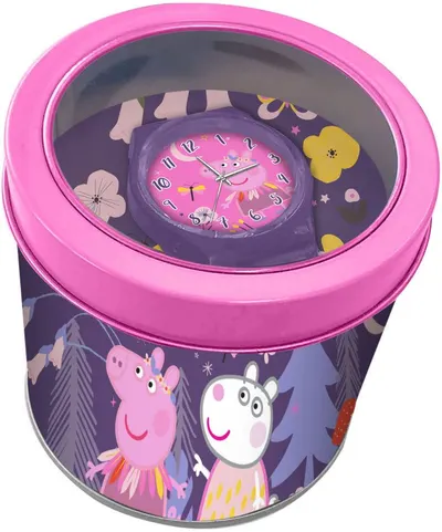 Ceas pentru copii - Peppa Pig, analog, în cutie metalică