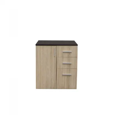 Comoda ALMA, 1 usa, 3 sertare, corp sonoma inchis, fronturi sonoma deschis, 70x40x82 cm