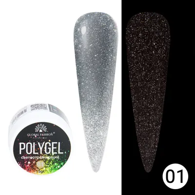 Polygel cu sclipici Disco Polygel, reflectorizant, Global Fashion, 15 g, 01 Engros