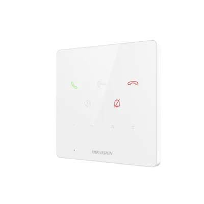 Videointerfon de interior IP Hikvision DS-KH6000-E1-WHITE, 9 butoane, PoE, Alarma IN