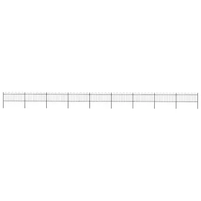 vidaXL Gard de grădină cu vârf circular din oțel 1506x80 cm, negru