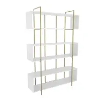 Biblioteca BRUTI, alb + auriu, 120x29,6x180 cm