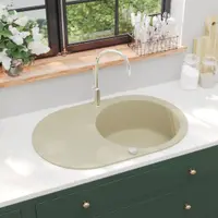 Gossi chiuveta de bucatarie din granit, bej, un bazin, oval