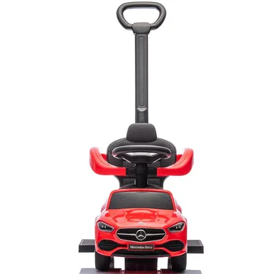 Masinuta de impins cu maner Chipolino Mercedes Benz C-Class Red cu bara de siguranta, suport pentru picioare, spatiu depozitare, volan cu sunete, greutate admisa 25 kg