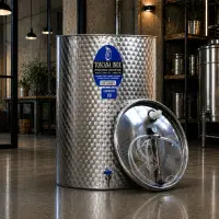 Cisterna inox vin 60L cu capac cu etansare gonflabila – AISI 304, fund plan - Toscana Inox