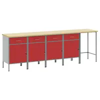 vidaXL Set de dulapuri de lucru cu sertar Manual 5 buc. Roșu și gri