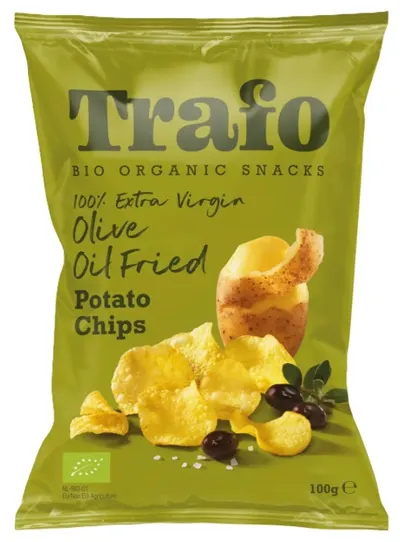 Chipsuri organice prăjite în ulei de măsline, 100 g, Trafo