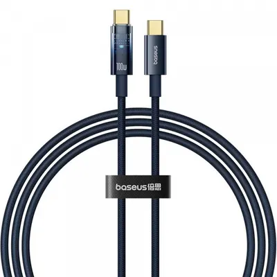 Cablu Date si Incarcare USB-C - USB-C Baseus Explorer, 100W, 1m, Bleumarin P10319704321-00