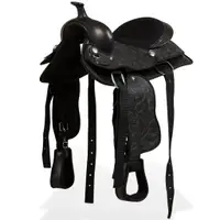 vidaXL Șa Western, căpăstru & pieptar, piele naturală, 13", negru