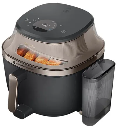 Friteuză cu aer cald Philips - 5000 Series, NA547/07, 7.2 l, negru/auriu
