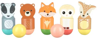 Bowling din lemn pentru copii Orange Tree Toys - Animale din pădure