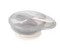 Set castron cu ventuza si lingurita KikkaBoo Beige,capacitate 250ml,fara bpa,compartiment pentru lingurita