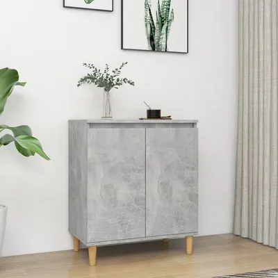 vidaXL Servantă & picioare lemn masiv, gri beton, 60x35x70 cm, PAL