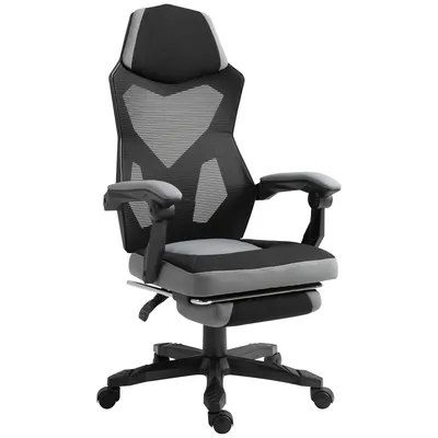 Vinsetto Scaun de Birou Ergonomic Reclinabil cu Suport Picioare Retractabil, Gri | Aosom Romania