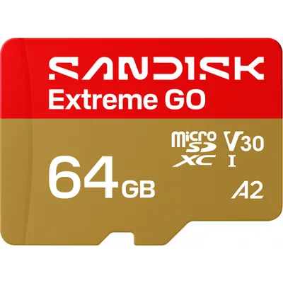 Card Memorie microSDXC SanDisk Extreme GO Android A2, 64Gb, Clasa 10 / UHS-1 U1 SDSQXGN-064G-GN6MN