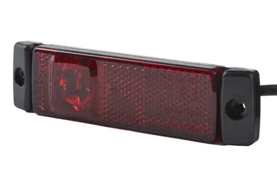 Lumina delimitare stanga dreapta, rosu, LED, inaltime 13mm; latime 130mm; adancime 32mm, surub fixare orizontala fixare verticala, lungime cablu 500mm, 12V (IP6K9K)