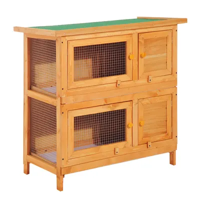 PawHut cusca de exterior pentru iepuri, lemn brad 90x45x90cm | Aosom Ro