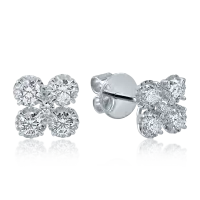 Cercei floare din aur alb cu diamante de 0.75ct