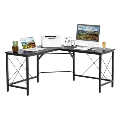 HOMCOM masa birou, forma de L, 150x150x76cm, neagra | Aosom Romania