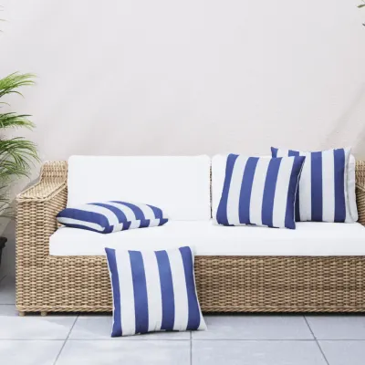 vidaXL Perne decorative, 4 buc., dungi albastru&alb, 60x60 cm, textil