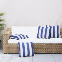 vidaXL Perne decorative, 4 buc., dungi albastru&alb, 60x60 cm, textil