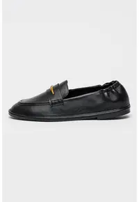 Pantofi loafer din piele cu detaliu metalic - Negru