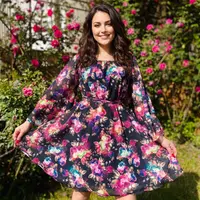 Rochie din voal cu imprimeu floral Delia