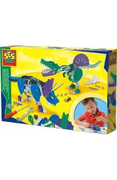 Set constructie: Dinozauri din metal. Triceratops si Spinosaurus