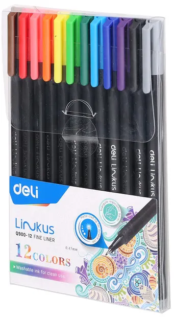 Set linere Deli Linkus - EQ900-12, 12 culori, 0.45 mm