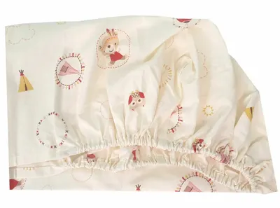 Set cearceafuri Mici indieni patut bebelus 63x127 cm cu elastic din bumbac