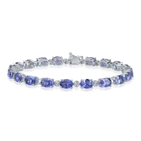 Bratara tennis din aur alb cu tanzanite de 12ct si diamante de 0.8ct