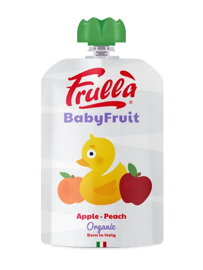 Piure pentru copii din mar si piersica Baby Fruit Bio, 100g, Frulla