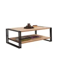 Masuta de cafea COSMO RECTUS, pin atlantic + negru, 110x70x40 cm
