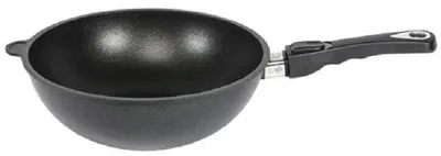 Tigaie wok AMT - Gastroguss, 32 cm, negru