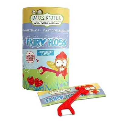 Ata dentara pentru copii, cu scobitori biodegradabile, aroma Capsuni, 30 buc - Jack N Jill