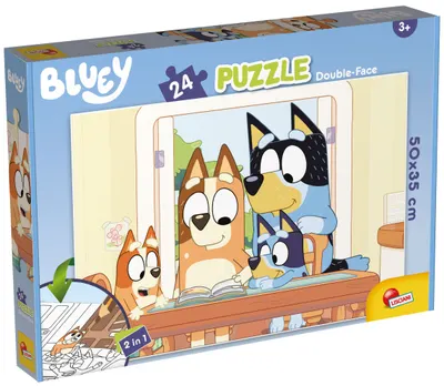 Puzzle cu două fețe Lisciani de colorat din 24 piese - Bluey