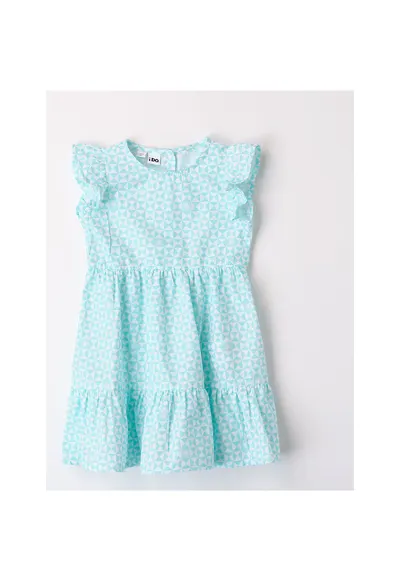 Rochie cu imprimeu floral pentru fete - 4.8758 - Multicolor - Alb/Aqua