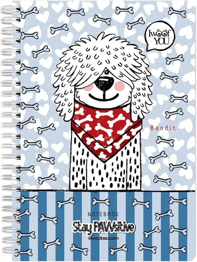 Caiet spiralat Drasca Stay PAWsitive - Bandit, A5, 80 de coli