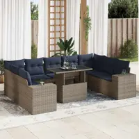 Gossi set mobilier de gradina cu perne, 10 piese, gri, poliratan
