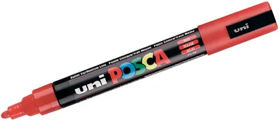 Marker permanent cu varf rotund Uni Posca - PC-5M, 2,5 mm, rosu